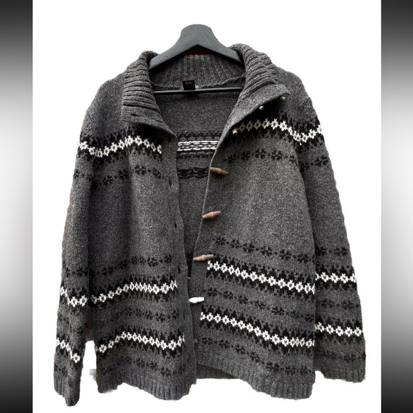 Eddie Bauer Wool Angora Rabbit Cotton Blend Cardigan Sweater Gray Winter Cozy XL - Picture 4 of 11